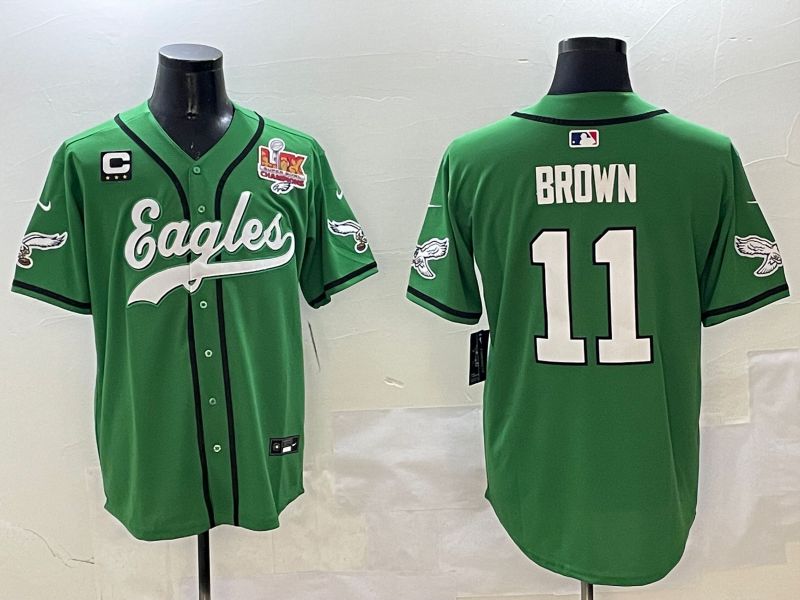 Men Philadelphia Eagles #11 Brown Green three generations Jointly Name 2025 Nike Limited NFL Jersey style 13